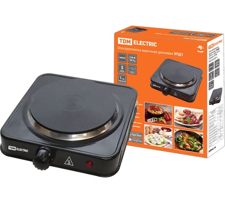 Одноконфорочная электроплитка TDM ЭПД1 230 В, 1 кВт, диск, черная SQ2504-0014