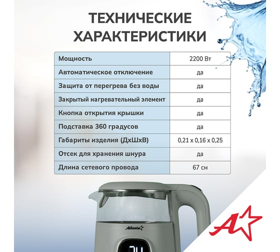Чайник двухстенный электрический Atlanta ATH-2540 green