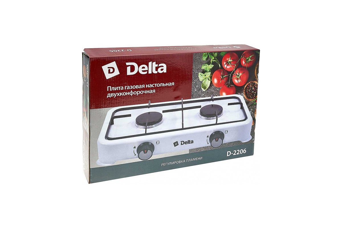 Двухконфорочная газовая плита Delta D-2206 цвет белый Р1-00009960 ...