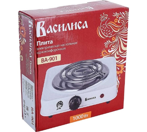 Одноконфорочная электрическая плита ВАСИЛИСА ВА-901 спираль белая 1000 Вт Р1-00004998
