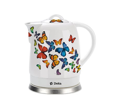 Чайник Delta DL-1233А Бабочки корпус из термостойкого фарфора 1500 Вт, 1.7 л 0Р-00010104