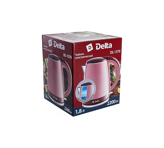 Чайник Delta DL-1370 пластик двойная стенка бежевый с коричневым, 1.8 л 0R-00005505
