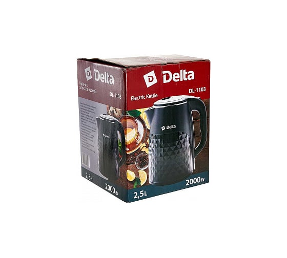 Чайник Delta DL-1103 пластик двойная стенка черный 2.5 л Р1-00004546