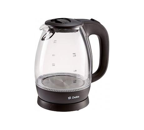 Чайник Delta DL-1203 корпус из жаропрочного стекла, черный 2200 Вт, 1.7 л 0R-00002928
