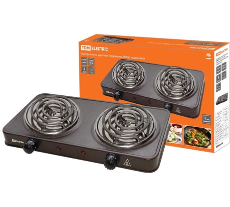 Двухконфорочная электроплитка TDM ЭПС2 230 В, 2х1 кВт, спираль, коричневая SQ2504-0015