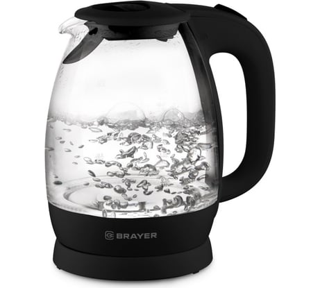 Электрический чайник BRAYER 2200 Вт, 1.8 л, высокопрочное стекло, подсветка, автоотключение, моющийся фильтр BR1026