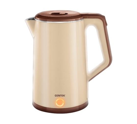 Чайник Centek CT-0024 Beige металл, 1.5 л, 1800 Вт, двойная стенка, бесшовная колба 1