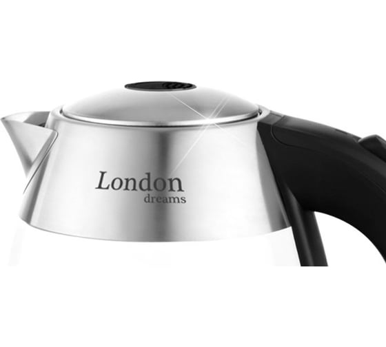 Чайник Centek London стекло, 1.8 л, 2200 Вт, LED-подсветка, отделка нержавеющая сталь  CT-0059