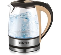 Чайник Centek CT-0047 стекло, 1.2 л, 2200 Вт, высокопрочное стекло, отделка нержавеющая сталь