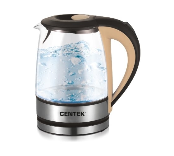 Чайник Centek CT-0047 стекло, 1.2 л, 2200 Вт, высокопрочное стекло, отделка нержавеющая сталь