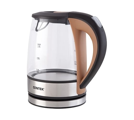 Чайник Centek CT-0047 стекло, 1.2 л, 2200 Вт, высокопрочное стекло, отделка нержавеющая сталь