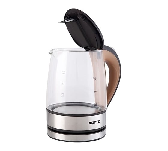 Чайник Centek CT-0047 стекло, 1.2 л, 2200 Вт, высокопрочное стекло, отделка нержавеющая сталь