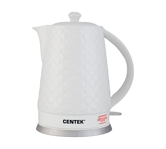 Чайник Centek 2 л, 2000 Вт, супербелая керамика, рельефный корпус  CT-0061 White