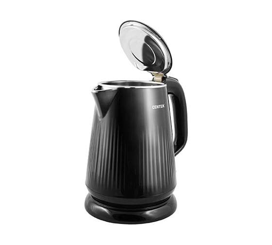 Чайник Centek CT-1025 Black металл, 1.8 л, 2200 Вт, двойные стенки, кнопка открытия на ручке