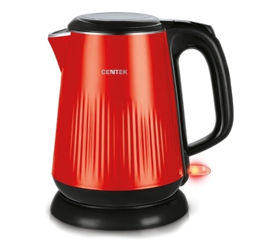 Чайник Centek CT-1025 Red металл, 1.8 л, 2200 Вт, двойные стенки, кнопка открытия на ручке