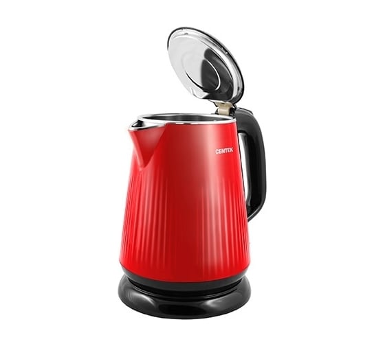 Чайник Centek CT-1025 Red металл, 1.8 л, 2200 Вт, двойные стенки, кнопка открытия на ручке