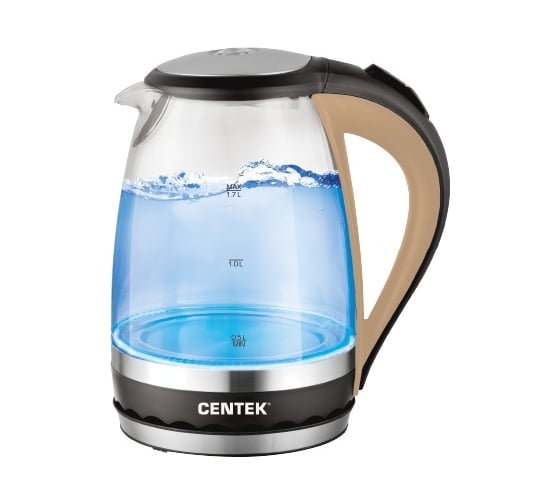 Чайник Centek CT-0046 стекло, 1.7 л, 2200 Вт, внутренняя LED подсветка, отделка нержавеющая сталь 1