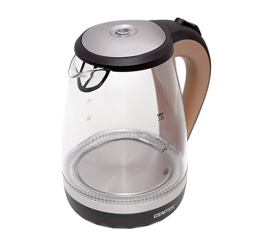 Чайник Centek CT-0046 стекло, 1.7 л, 2200 Вт, внутренняя LED подсветка, отделка нержавеющая сталь