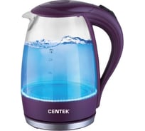 Чайник Centek стекло, 1.8л, 2200Вт, внутренняя LED подсветка, кнопка CT-0042 Violet