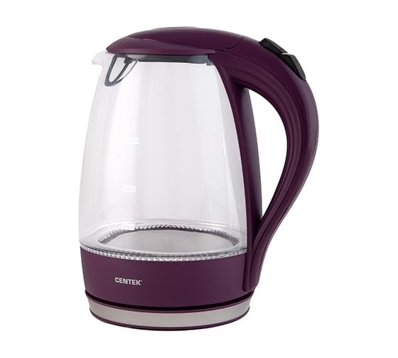 Чайник Centek стекло, 1.8л, 2200Вт, внутренняя LED подсветка, кнопка CT-0042 Violet