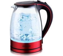Чайник Centek CT-1009 BLR красный/черный, стекло, 1.7 л, 2200 Вт, внутренняя LED подсветка, кнопка