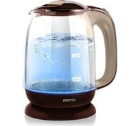 Чайник Centek Vancouver стекло, 1.8л, 2200Вт, внутренняя LED подсветка, кнопка CT-0034 Coffee