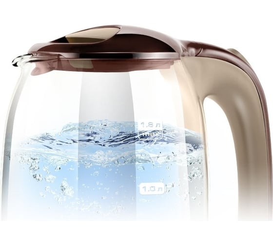 Чайник Centek Vancouver стекло, 1.8л, 2200Вт, внутренняя LED подсветка, кнопка CT-0034 Coffee