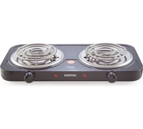 Электрическая плитка Centek CT-1509 Black 2 конфорки, ТЭН, 140 мм, 2000 Вт, индикатор работы