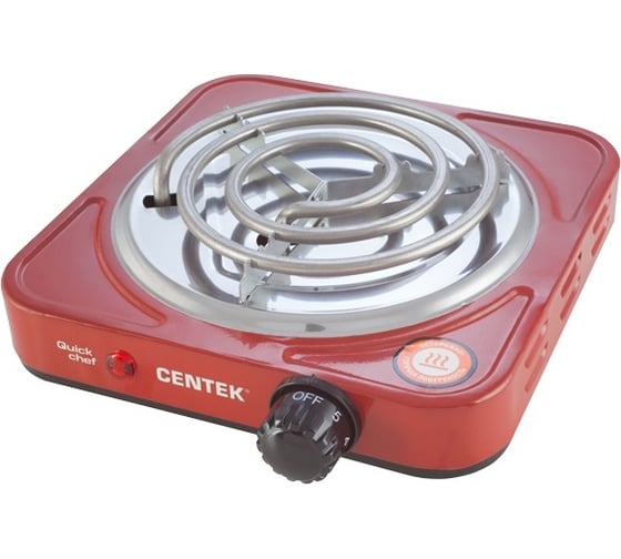 Электрическая плитка Centek CT-1508 Red 1 конфорка, ТЭН, 140 мм, 1000 Вт, индикатор работы 1