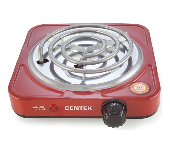 Электрическая плитка Centek CT-1508 Red 1 конфорка, ТЭН, 140 мм, 1000 Вт, индикатор работы