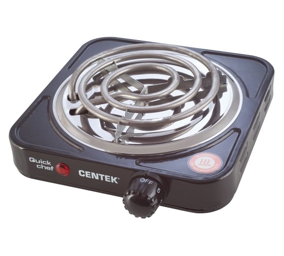 Электрическая плитка Centek CT-1508 Black 1 конфорка, ТЭН, 140 мм, 1000 Вт, индикатор работы 1