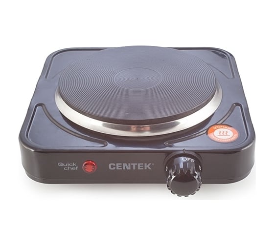 Электрическая плитка Centek CT-1506 Black 1 конфорка, чугун, 155 мм, 1000 Вт, индикатор работы