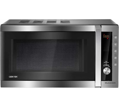 Микроволновая печь Centek СВЧ CT-1582 сталь, 700W, 20 л, 8 программ, таймер, подсветка, камера эмаль, ЖК-дисплей