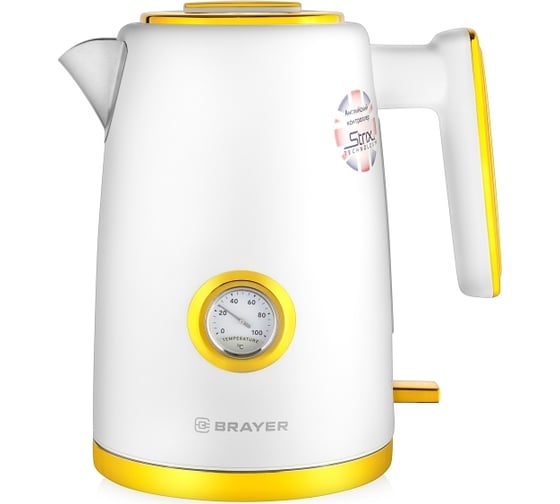 Электрический чайник BRAYER VNQ by STRIX 2200 Вт, 1,7 л, нержавеющая сталь, автоотключение BR1018 1