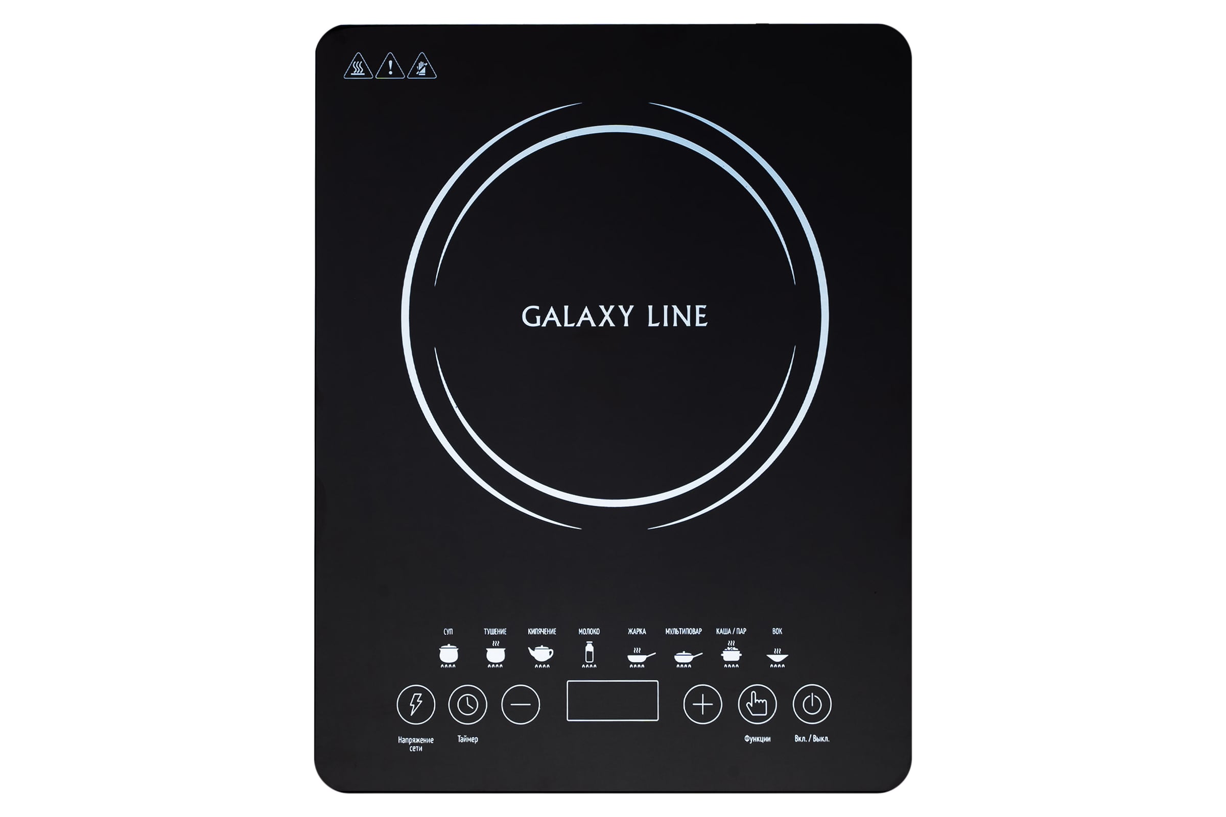 Плитка Galaxy LINE GL 3004, белый, электрическая, 2000 Вт (1000Вт+1000Вт), 2открытых нагревательных