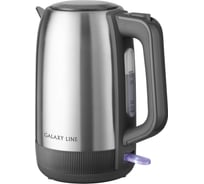 Чайник электрический Galaxy LINE GL 0365, серый, металл, 2200 Вт, 1,7 л, STRIX контроллер, корпус из нержавеющей стали AISI 304, съемный сетчатый фильтр, указатель уровн 7010103650
