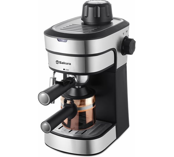 Кофеварка Sakura SA-6121 рожк 0.25л 4бар 800Вт УТ000003370