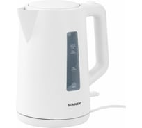Чайник электрический SONNEN KT-1303, 1,7л, 2200Вт, пластик, белый, 456374