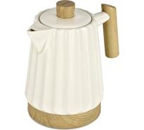 Чайник Centek 1.7л, 2000W, белый / под дерево керамика, круглая пластик база CT-0068