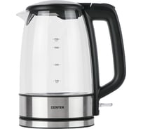 Чайник Centek стекло 1.7л, 2200Вт, LED подсветка, Фильтр от накипи, STRIX контроллер CT-0003