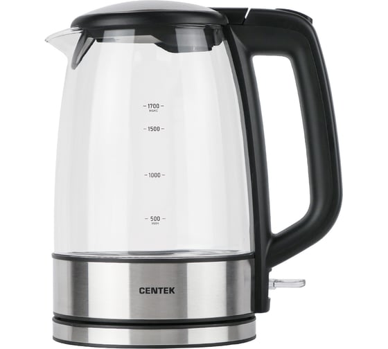 Чайник Centek стекло 1.7л, 2200Вт, LED подсветка, Фильтр от накипи, STRIX контроллер CT-0003