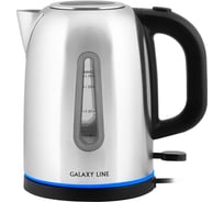 Чайник электрический Galaxy LINE GL 0366, серый, металл, 2200 Вт, 1,7 л, корус из нерж. стали 304, контроллер Strix, индикатор работы, указатель уровня воды, скрытый нагреватель 7010103660
