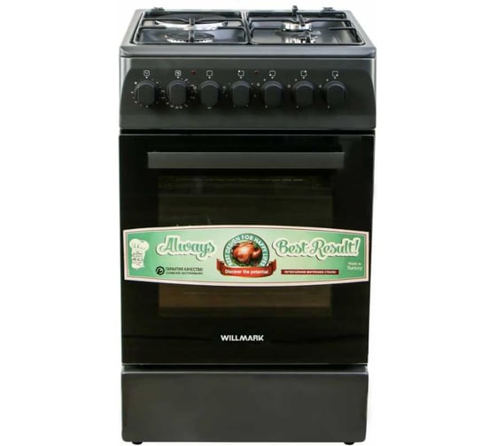 Плита комбинированная Willmark CS-5634, 3 газ./1 эл, эл.дух., таймер, ящик, эл.подж, газ контр, 50х60, серый 1004072 1