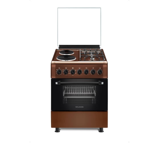 Плита комбинированная Willmark CS-6624, 60х60,2газ/2эл, эл.духовка,конвекц, таймер, эл.подж, газ-контр, коричневый 1002450 1