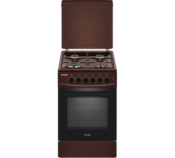 Плита комбинированная Optima CS-5512 (50*50,4газ.конф,эл.дух., электр.поджиг с кнопки,лампа) (Коричневый) 1002509 1