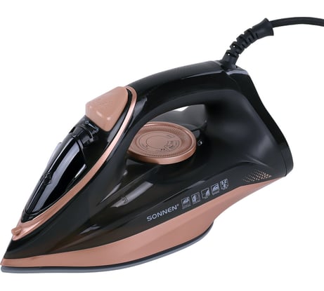 Утюг паровой SONNEN SI-6680, 2200 Вт, керамическое покрытие,антикапля,черный/розовое золото 456997
