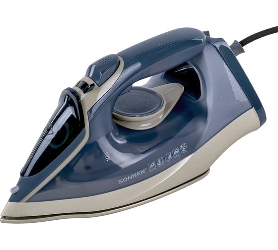 Утюг паровой SONNEN SI-6008, 2200 Вт, керамическое покрытие, антикапля, серебристый/золотой 456998 1