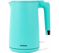 Чайник электрический SONNEN с двойными стенками KT-8719M, 1,5л, 2200 Вт, мятный 454694