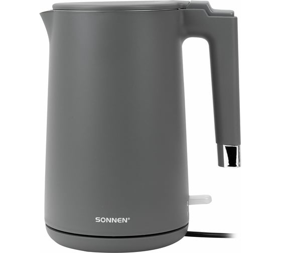 Чайник электрический SONNEN с двойными стенками KT-8719G, 1.5л, 2200 Вт, графитовый 454693 1