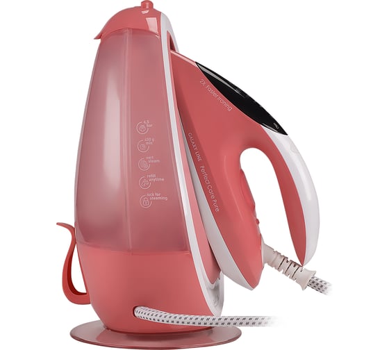 Парогенератор Galaxy LINE GL 6171, коралловый с белым, 2600 Вт, керамическое покрытие EasyGlide PRO, 4 режима , паровой удар 260 г/мин, постоянный пар до 140 г/мин, темп 7060161710 1